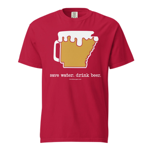 Arkansas Beer Mug Tee - Save Water. Drink Beer. - COMFORT COLORS BRAND TEE Drink Beer Gear