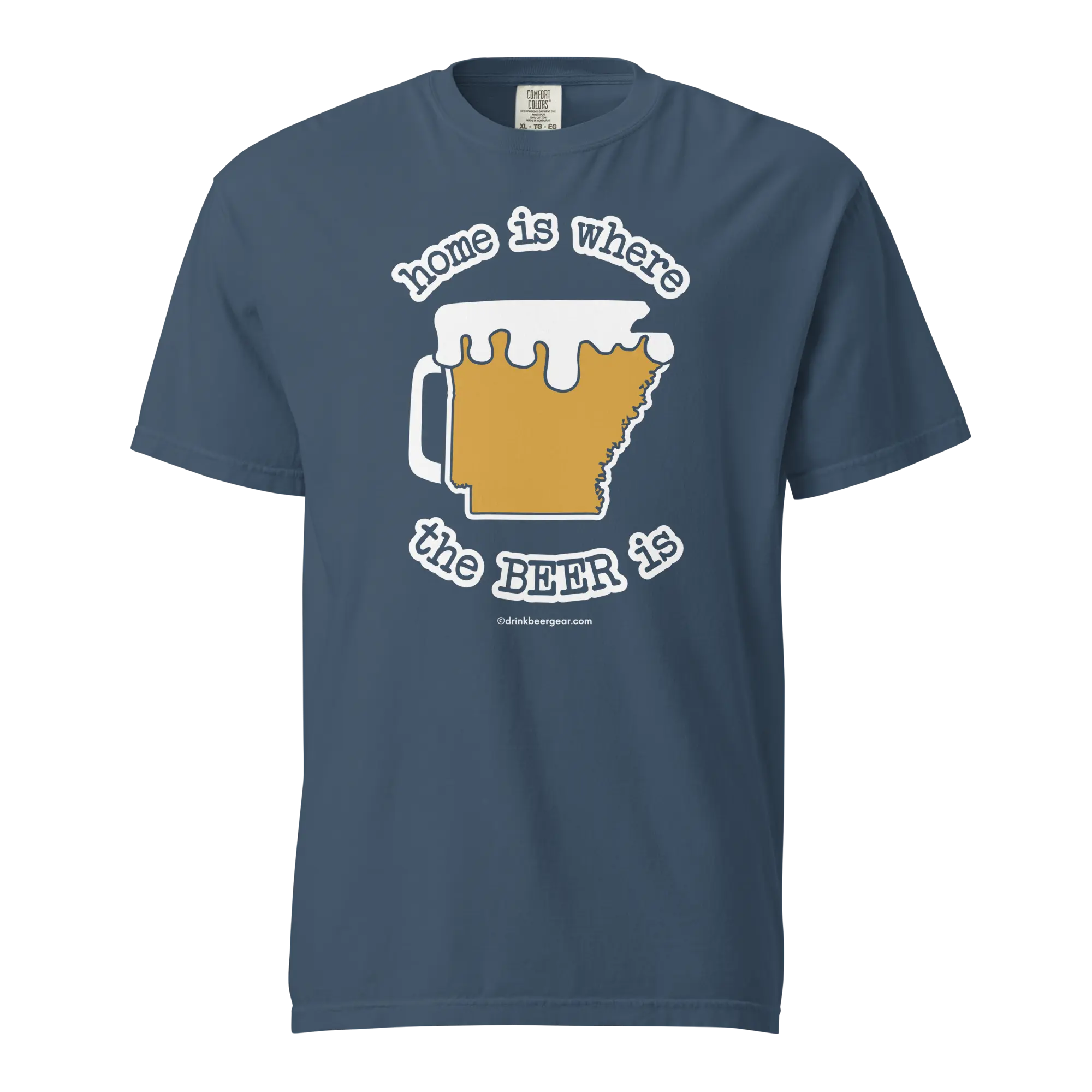 Arkansas Beer Mug Tee – Home Is Where The Beer Is - COMFORT COLORS BRAND TEE by Drink Beer Gear, custom drinkware main product photo