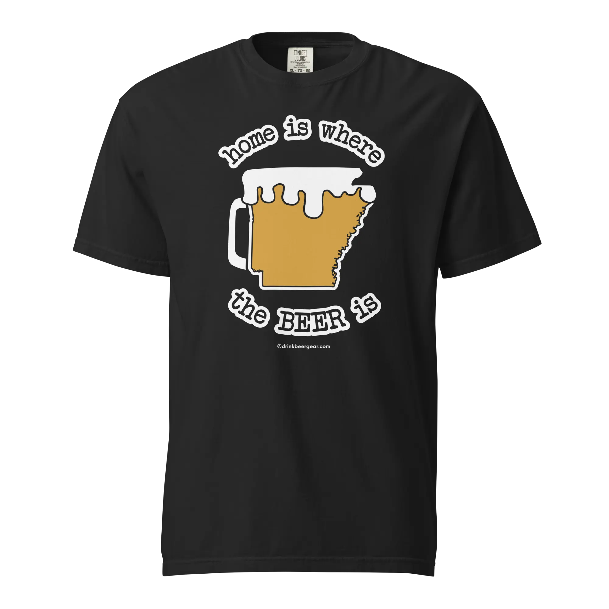 Arkansas Beer Mug Tee – Home Is Where The Beer Is - COMFORT COLORS BRAND TEE by Drink Beer Gear, custom drinkware detail photo 2