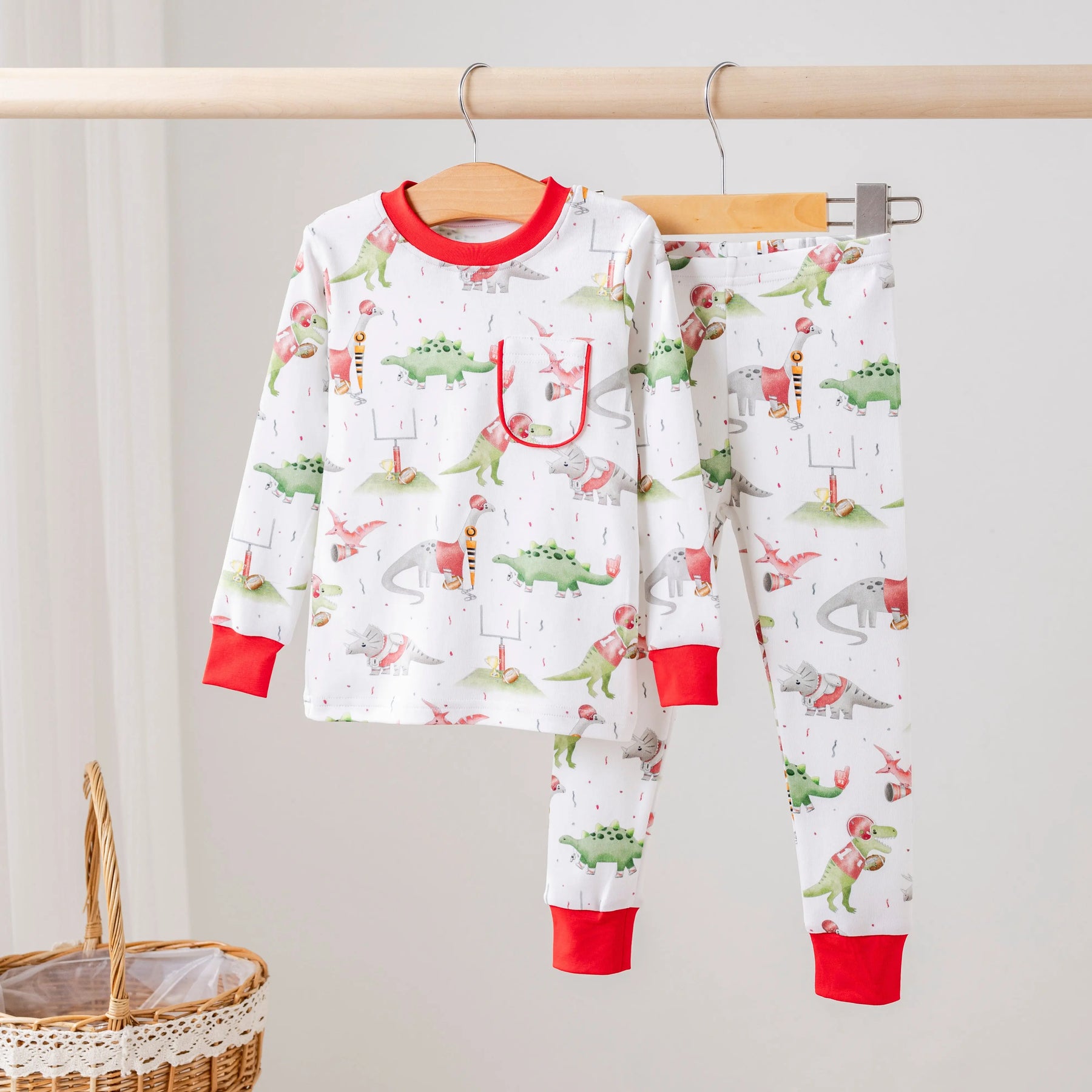 Arkansas Dinos All-Stars Organic Cotton Kids Pajamas by Nola Tawk, Southern food gift main product photo