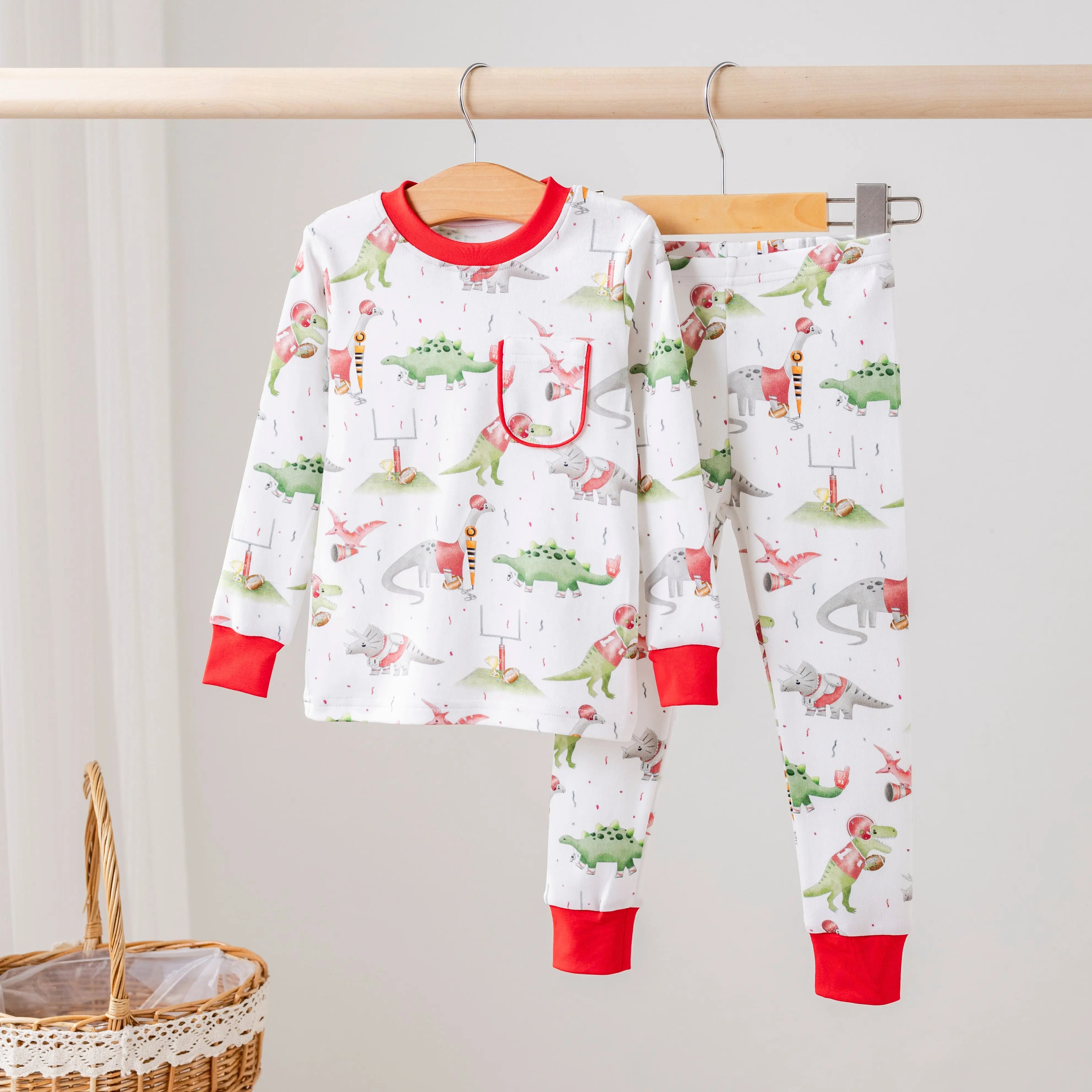 Arkansas Dinos All-Stars Organic Cotton Kids Pajamas by Nola Tawk, Southern food gift main product photo