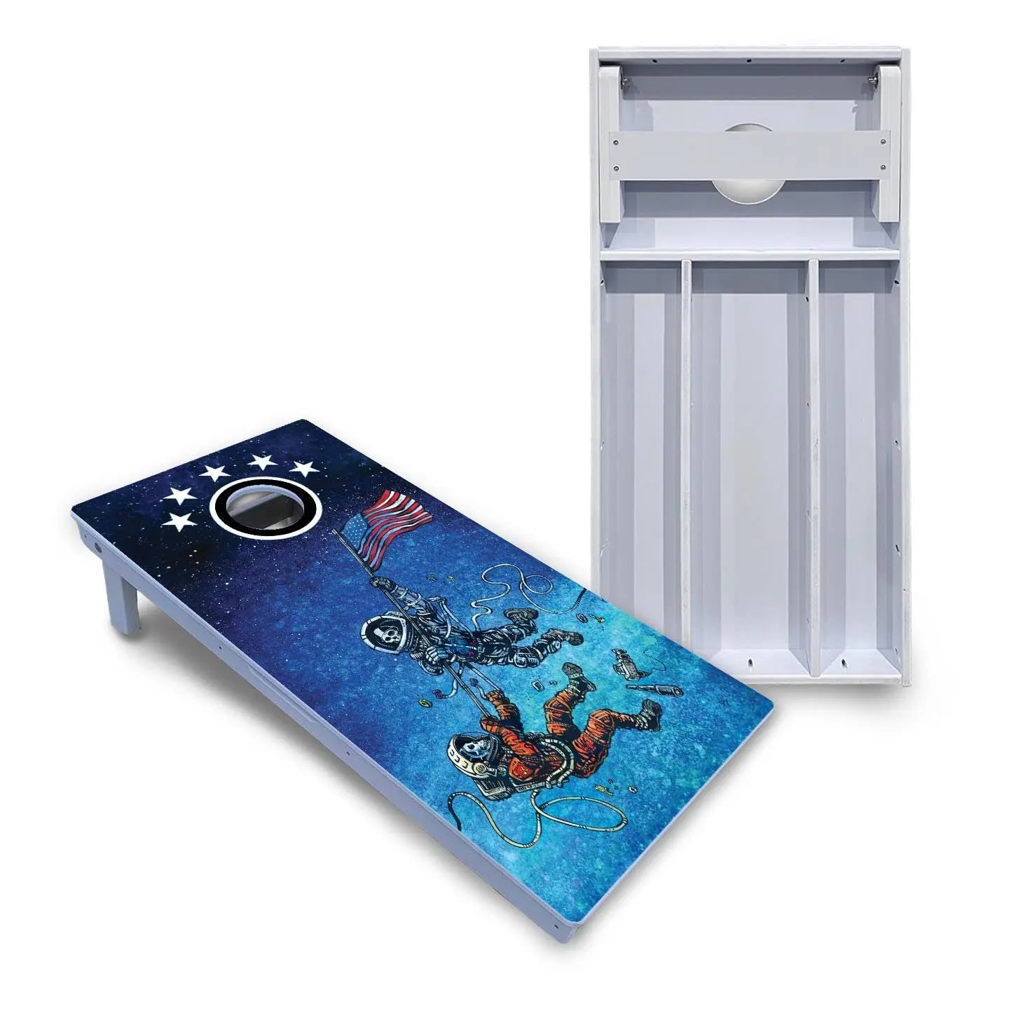Artist Series Cornhole Boards - All Weather Series - Space Race by Cornhole Solutions, custom cornhole board main product photo