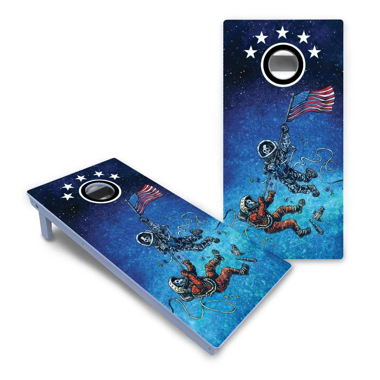 Artist Series Cornhole Boards - All Weather Series - Space Race by Cornhole Solutions, custom cornhole board detail photo 2