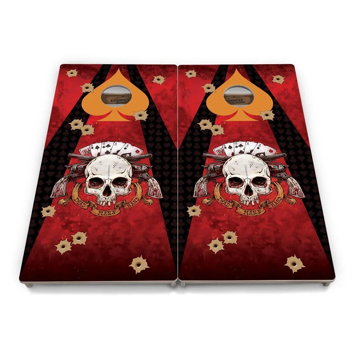 Artist Series Cornhole Boards - Professional Tournament Series - Deadman's Hand by Cornhole Solutions, custom cornhole board detail photo 2