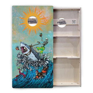 Artist Series Cornhole Boards - Professional Tournament Series - Great White Wave by Cornhole Solutions, custom cornhole board detail photo 4
