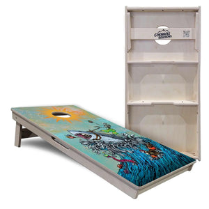 Artist Series Cornhole Boards - Professional Tournament Series - Great White Wave by Cornhole Solutions, custom cornhole board detail photo 5