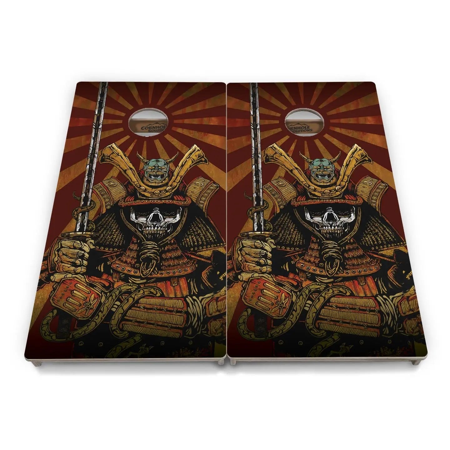 Artist Series Cornhole Boards - Professional Tournament Series - Samurai by Cornhole Solutions, custom cornhole board detail photo 2