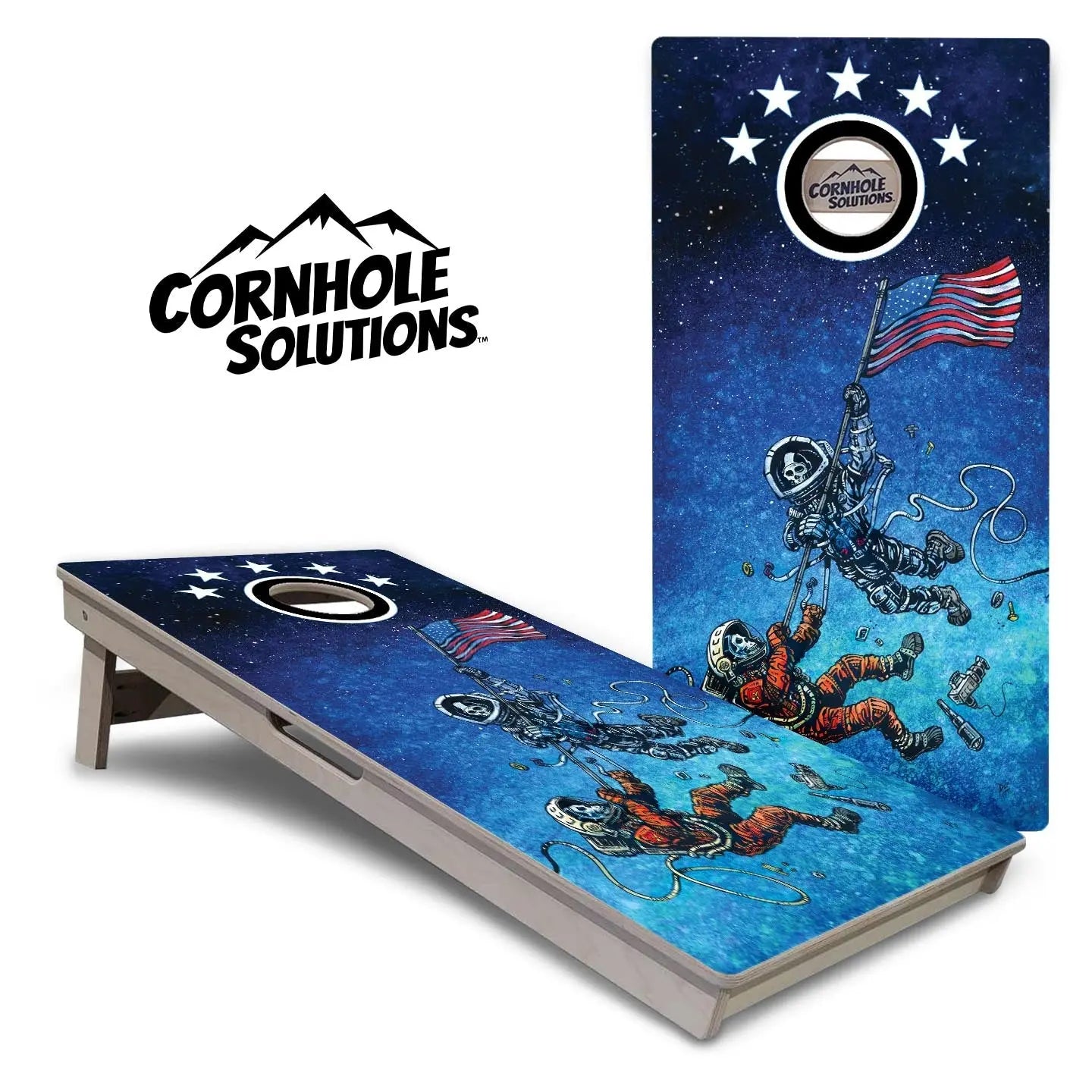 Artist Series Cornhole Boards - Professional Tournament Series - Space Race by Cornhole Solutions, custom cornhole board main product photo