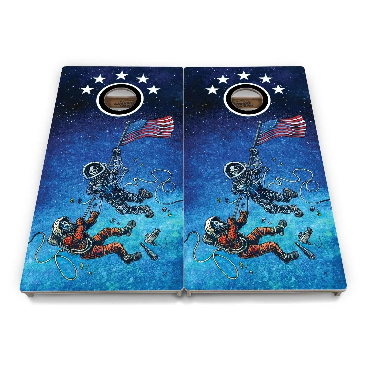 Artist Series Cornhole Boards - Professional Tournament Series - Space Race by Cornhole Solutions, custom cornhole board detail photo 2