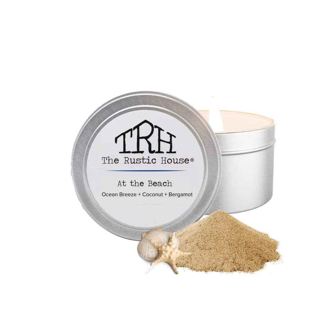 At the Beach Travel Tin scented candle by The Rustic House