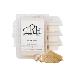At the Beach wax melt with TRH logo from The Rustic House.