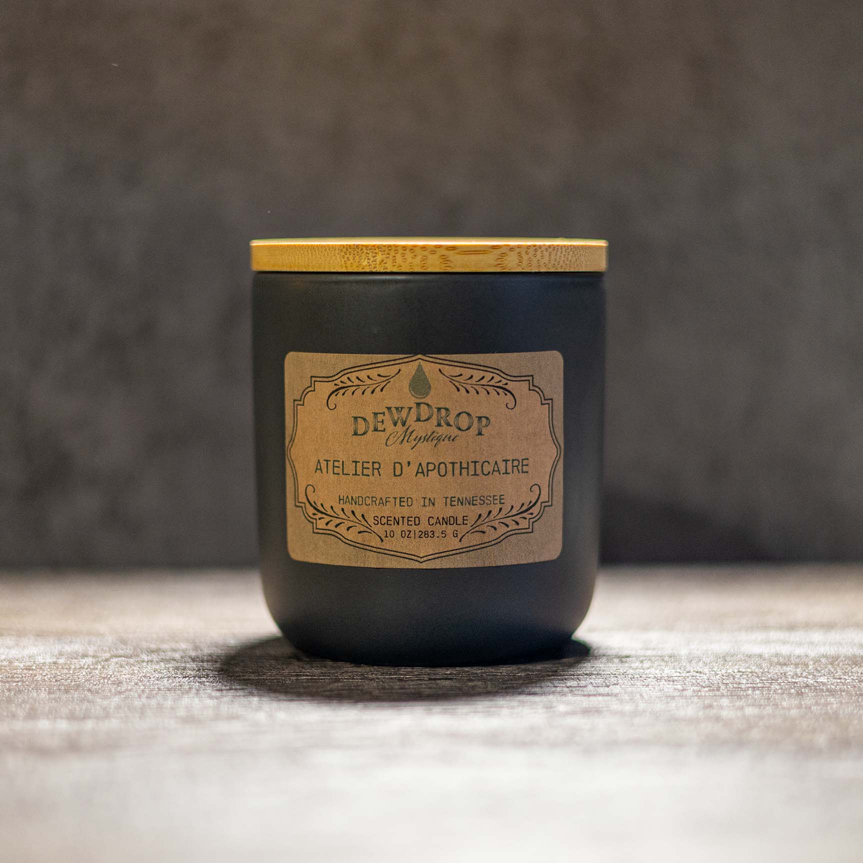 Atelier d’Apothicaire 10oz Candle by Dewdrop Mystique LLC, scented candle detail photo 2