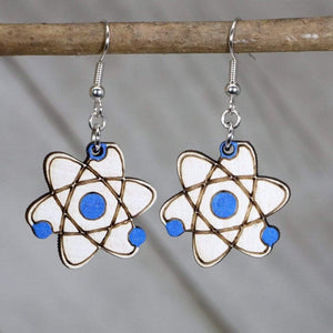 Atom Wooden Dangle Earrings | Science Jewelry