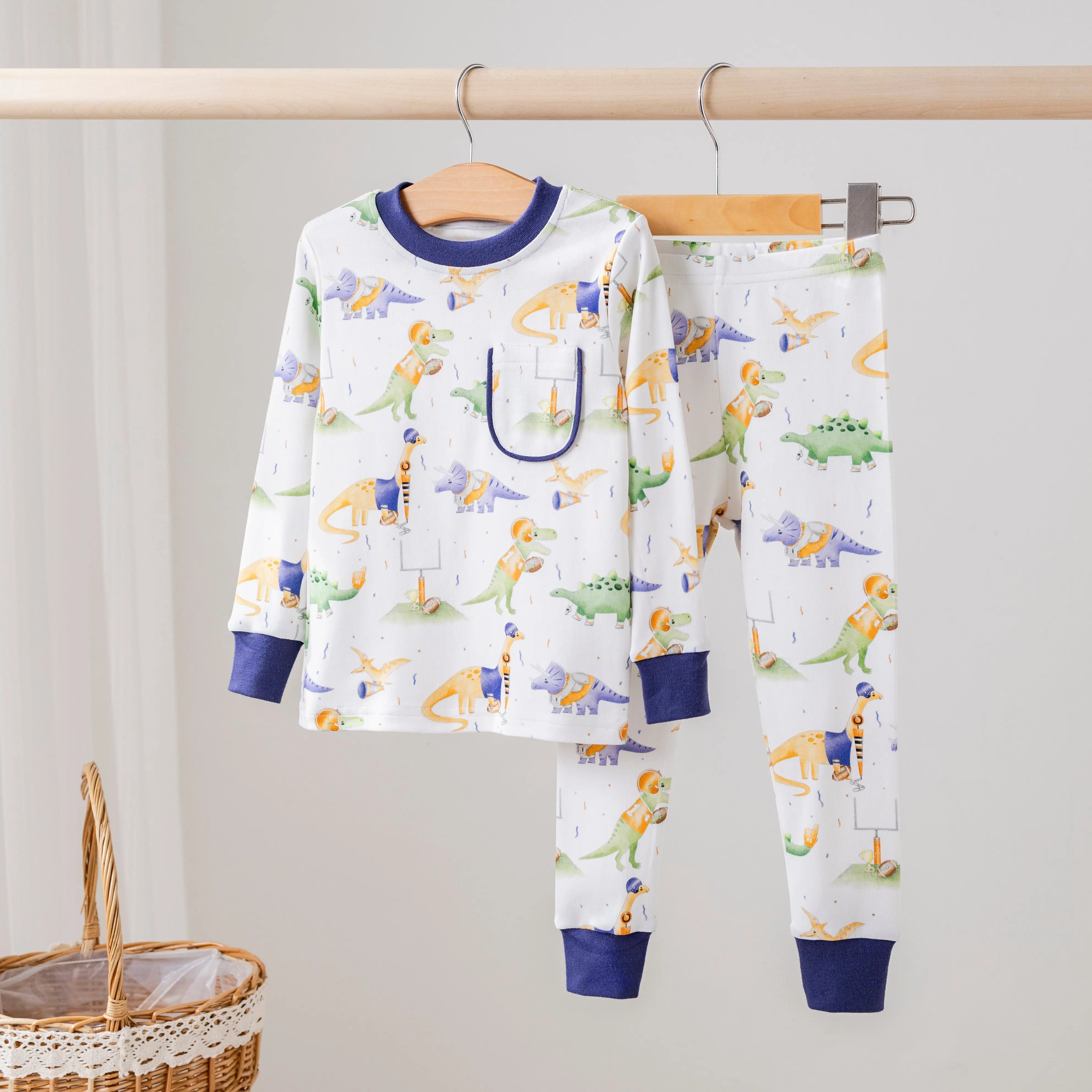 Auburn Dinos All-Stars Organic Cotton Kids Pajamas by Nola Tawk, Southern food gift main product photo