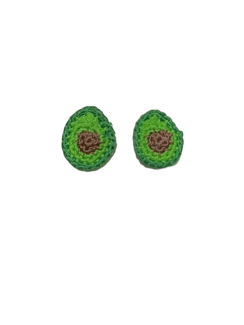 Handmade crochet avocado earrings, hypoallergenic cotton food jewelry