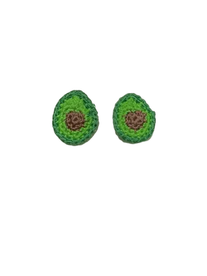 Handmade crochet avocado earrings, hypoallergenic cotton food jewelry