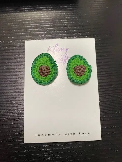 Crochet Avocado Earrings: Handmade, Hypoallergenic Cotton Food Jewelry. Fun & Unique! Main Street Collective.