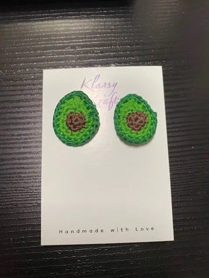 Crochet Avocado Earrings: Handmade, Hypoallergenic Cotton Food Jewelry. Fun & Unique! Main Street Collective.