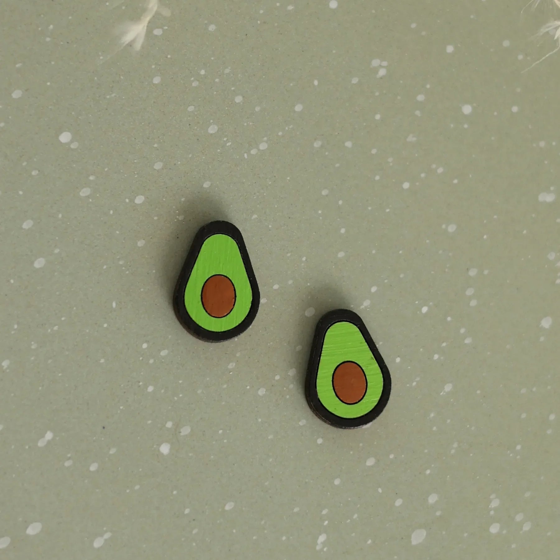 Avocado Stud Earrings hand painted on lightweight wood by LE CHIC MIAMI