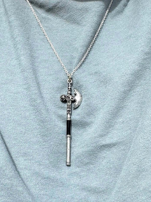 Axe Wielder Necklace | Fantasy Gamer Jewelry Gift by Mushroom Lady Co, handmade jewelry detail photo 2