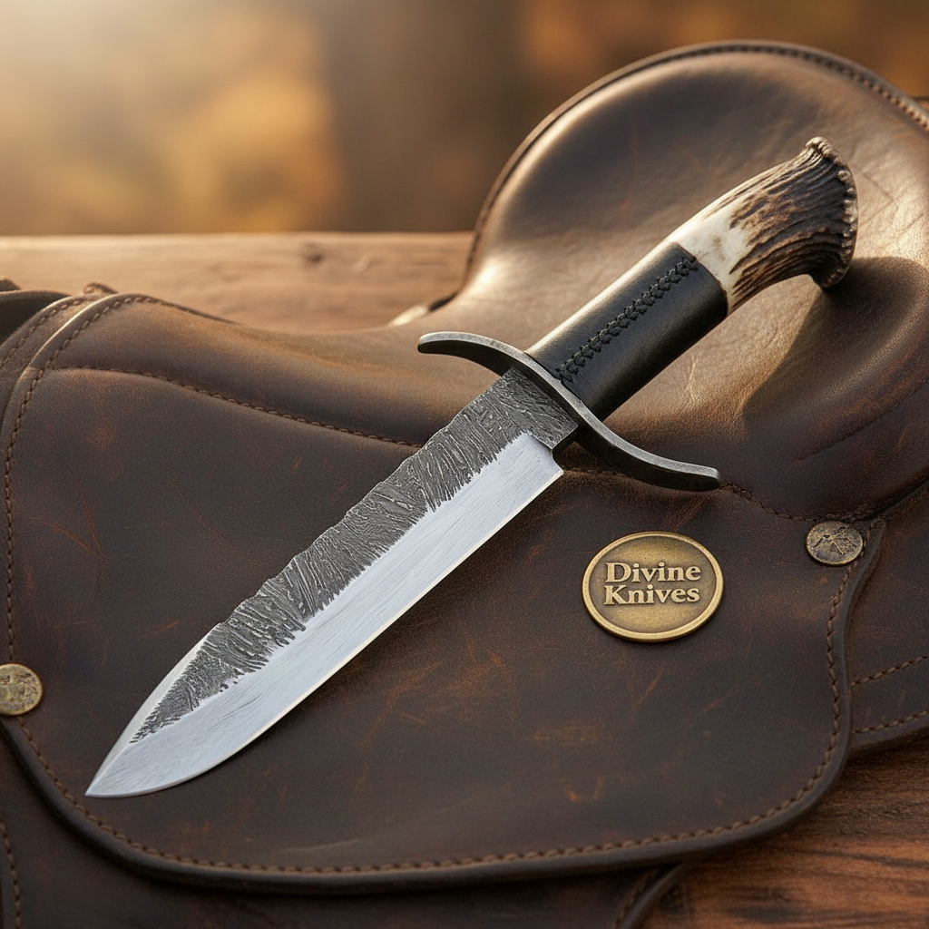 Sub-Hilt Stag Crown Wraith Bowie with Ranch Steel by Divine Knives — product view 2