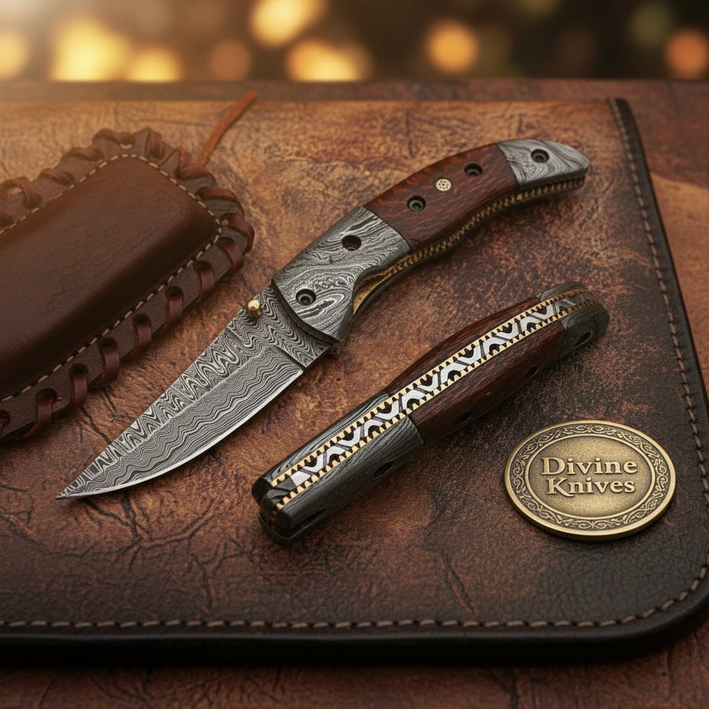 Rosewood Pocket Folding Knife by Divine Knives