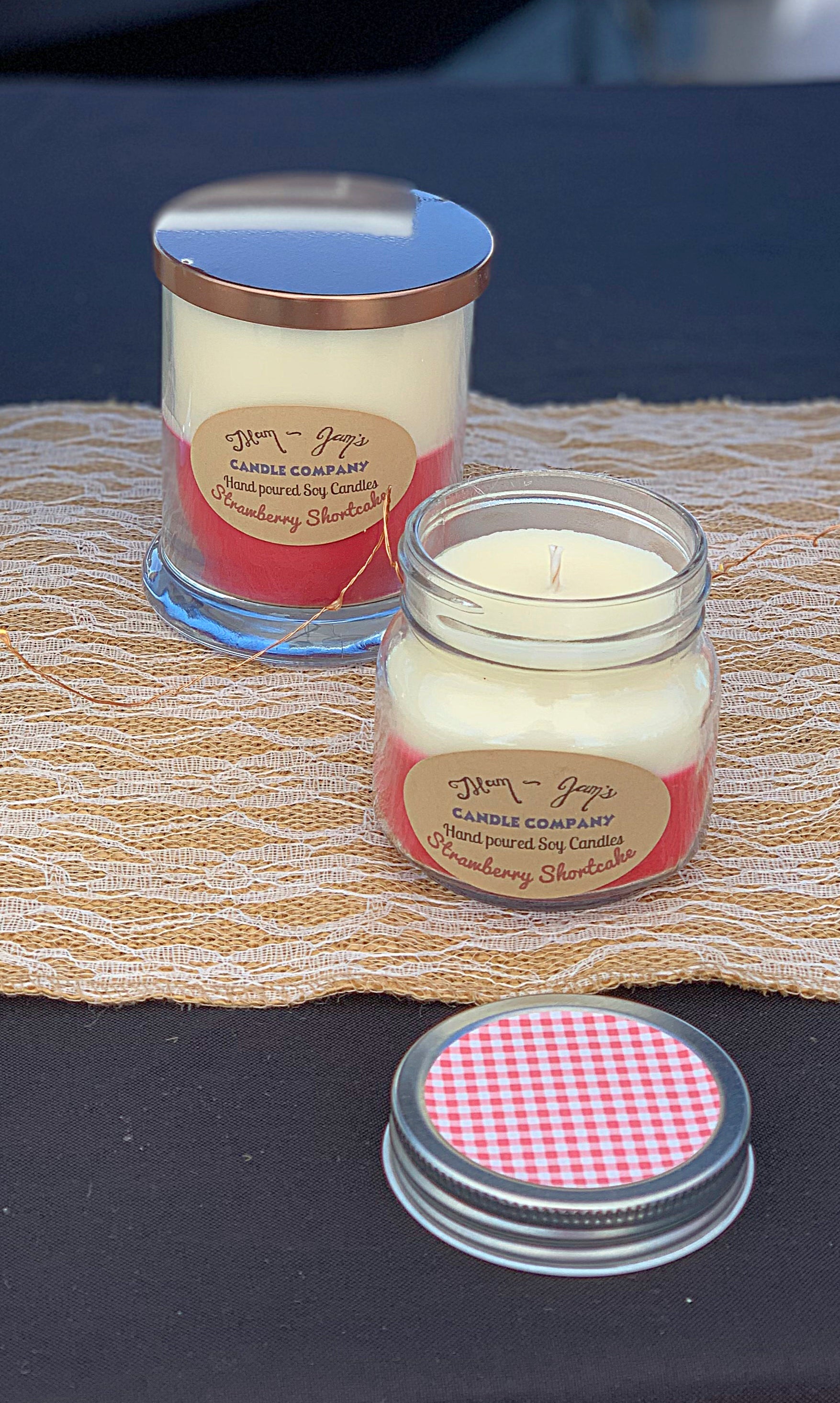 Strawberry Shortcake soy candle and wax melts by Mam Jam’s Candle Company