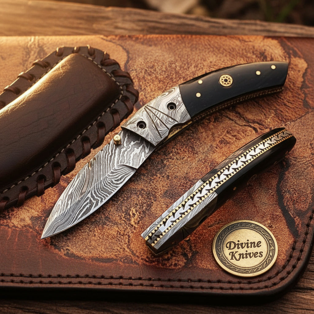 Buffalo Horn Lockback Folding Knife by Divine Knives