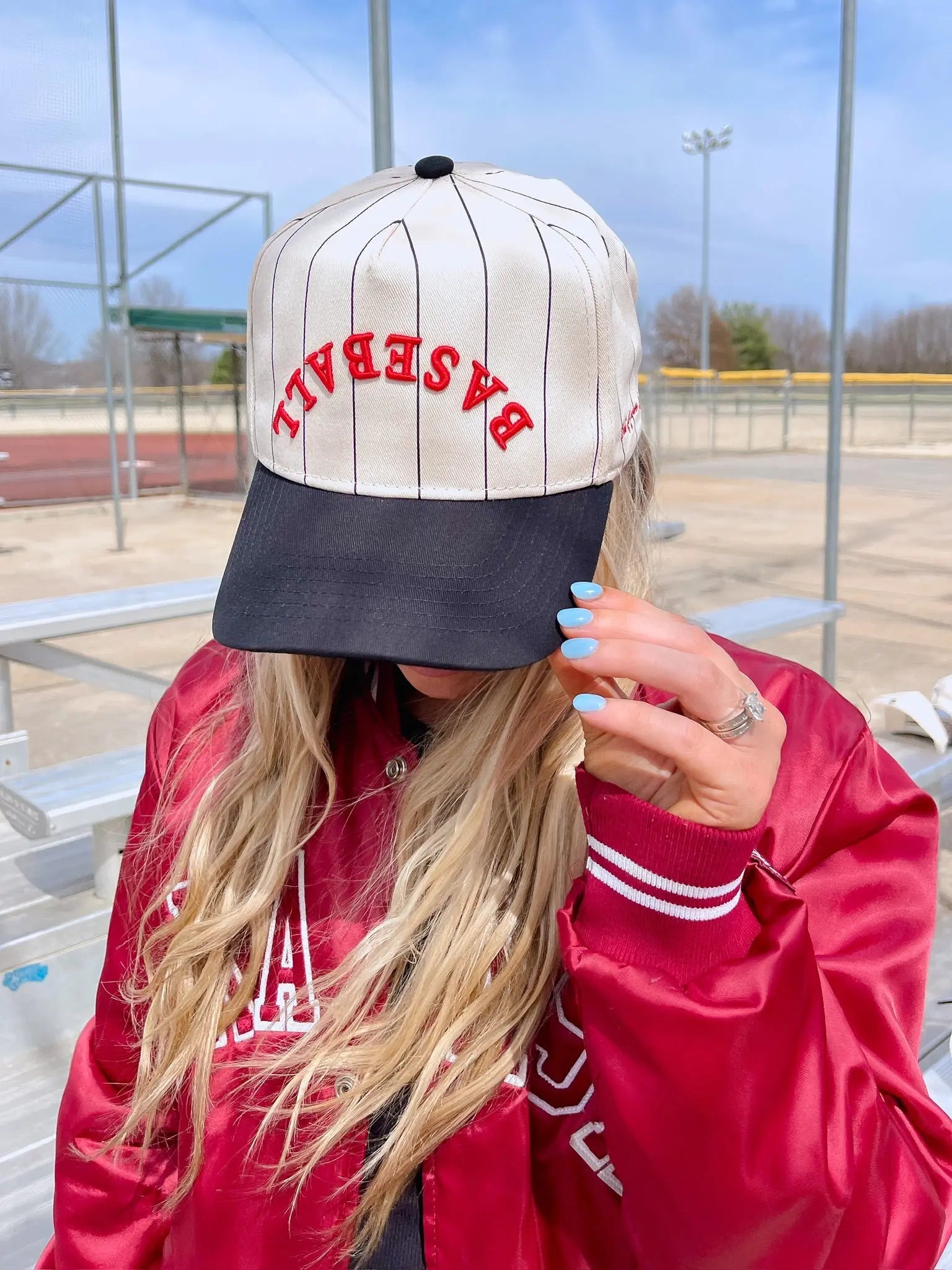 BASEBALL - Red on Black Stripe Vintage Hat KenzKustomz