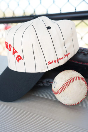 BASEBALL - Red on Black Stripe Vintage Hat KenzKustomz