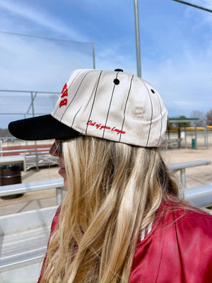 BASEBALL - Red on Black Stripe Vintage Hat KenzKustomz