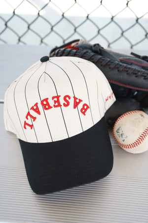 BASEBALL - Red on Black Stripe Vintage Hat KenzKustomz