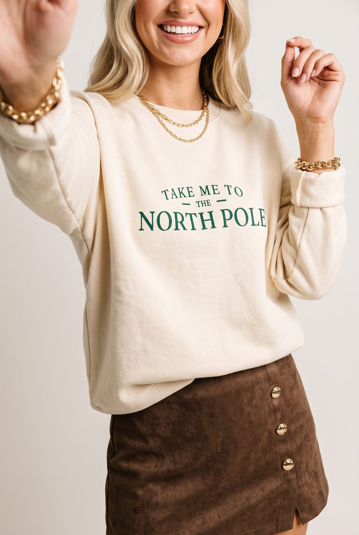 Take Me To The North Pole Ivory Sweatshirt by Southern Bliss Company – view 2