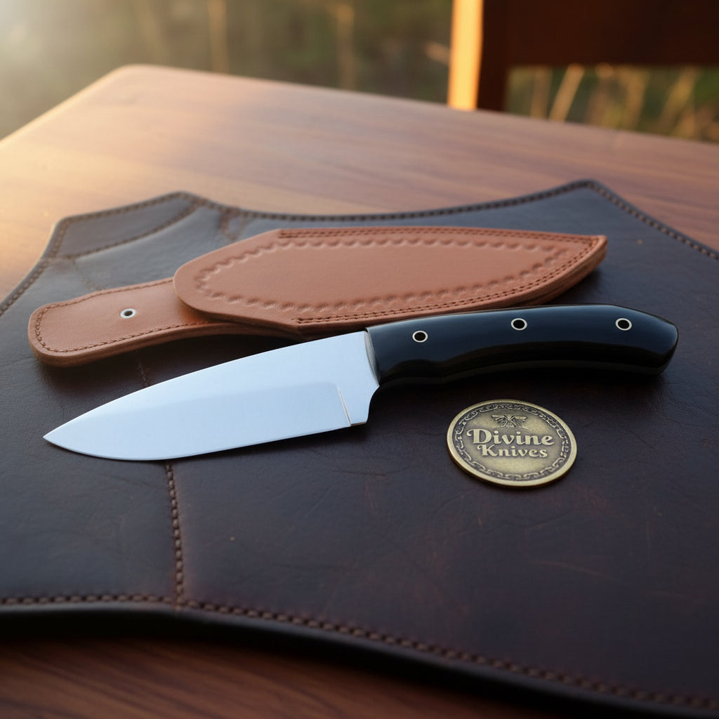 Buffalo Horn Drop-Point Skinner by Divine Knives — detail view 2
