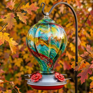 Solstice Balloon Glass Hummingbird Feeder