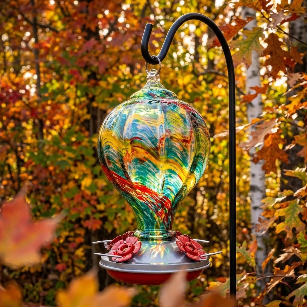 Solstice Balloon Glass Hummingbird Feeder