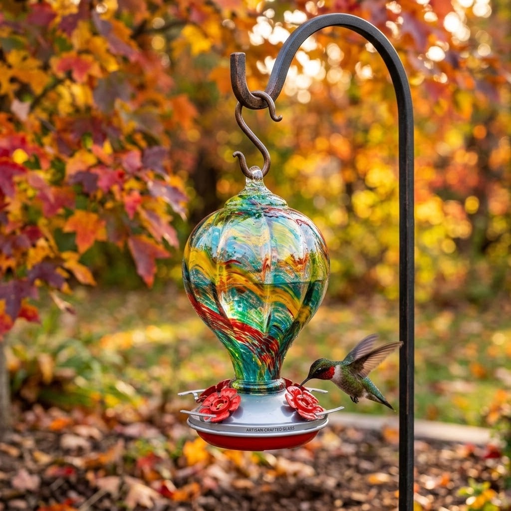 Solstice Balloon Glass Hummingbird Feeder