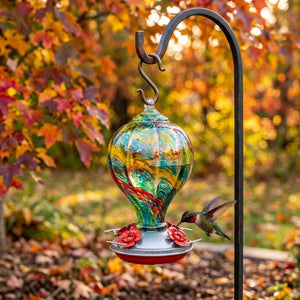 Solstice Balloon Glass Hummingbird Feeder