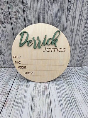 Baby Announcement Sign With Birth Stats EverLee Creations