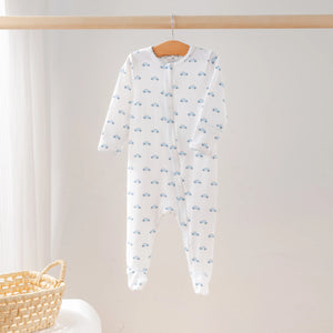 Baby Basics: Little Blue Wheels Organic Cotton Baby Pajamas by Nola Tawk, Southern food gift main product photo