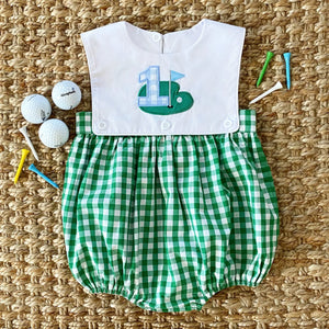 Baby Boy First Birthday Golf Outfit | Hole-In-One Reversible Golf Bubble Seven Lantern Lane