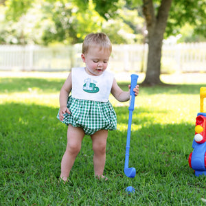 Baby Boy First Birthday Golf Outfit | Hole-In-One Reversible Golf Bubble Seven Lantern Lane