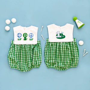 Baby Boy First Birthday Golf Outfit | Hole-In-One Reversible Golf Bubble Seven Lantern Lane