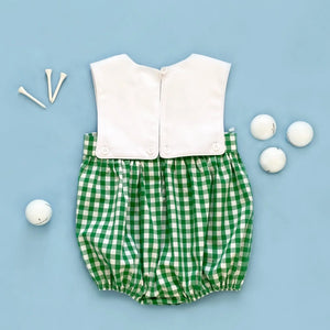 Baby Boy First Birthday Golf Outfit | Hole-In-One Reversible Golf Bubble Seven Lantern Lane