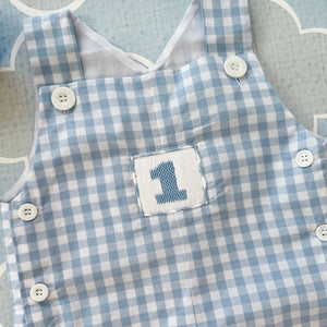 Baby Boy First Birthday Outfit | Smocked Birthday Jon Jon Seven Lantern Lane