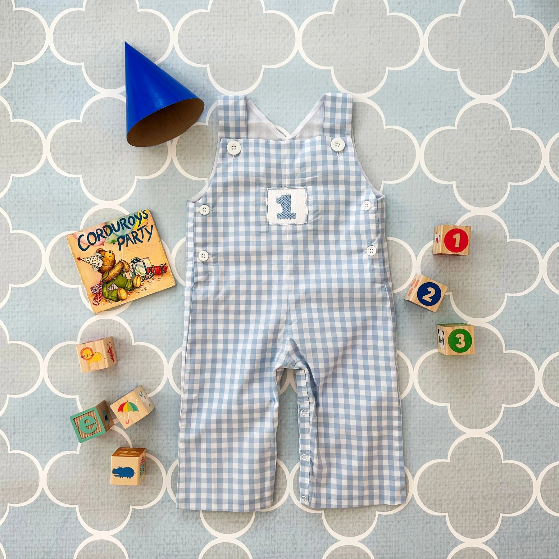 Baby Boy First Birthday Outfit | Smocked Birthday Jon Jon Seven Lantern Lane