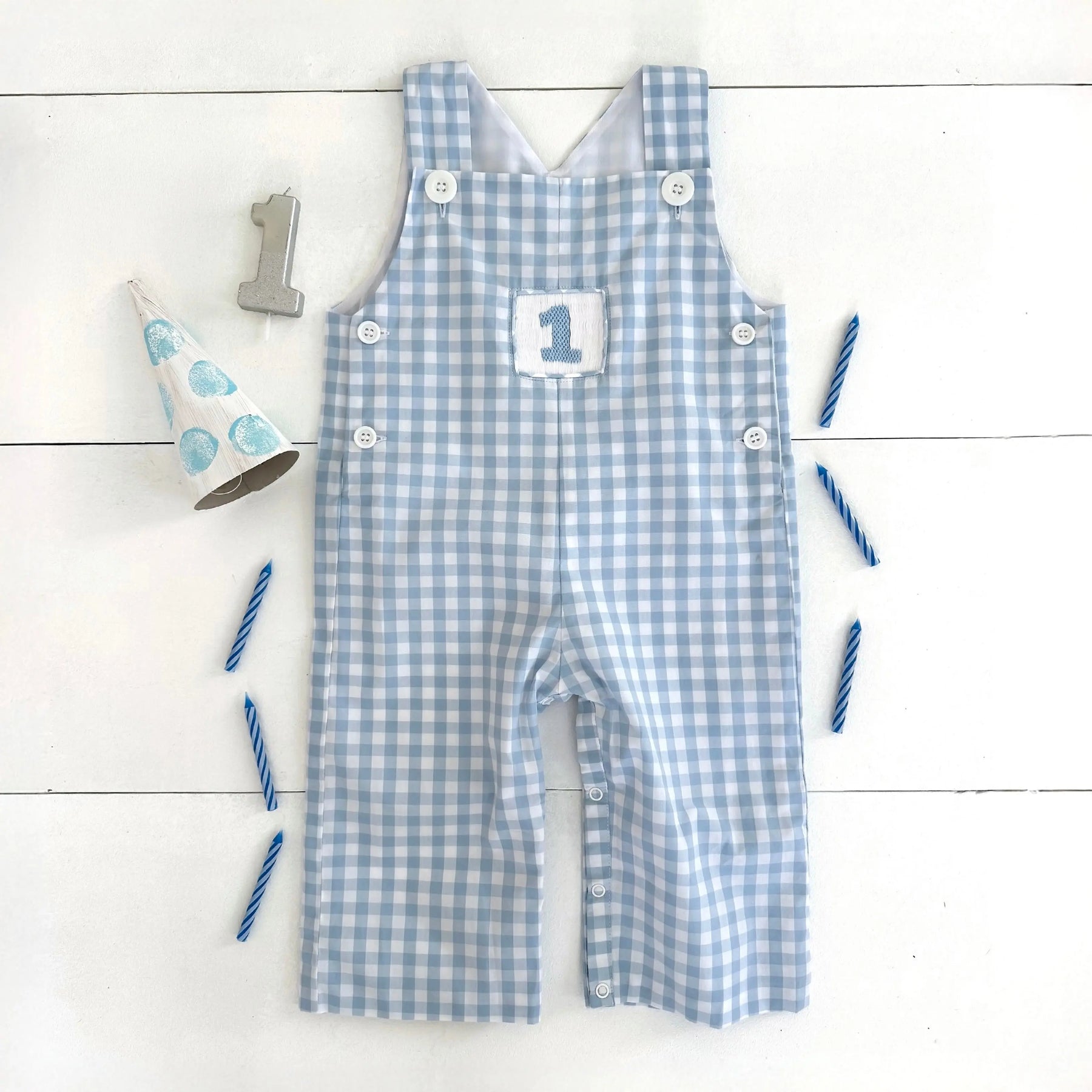 Baby Boy First Birthday Outfit | Smocked Birthday Jon Jon Seven Lantern Lane