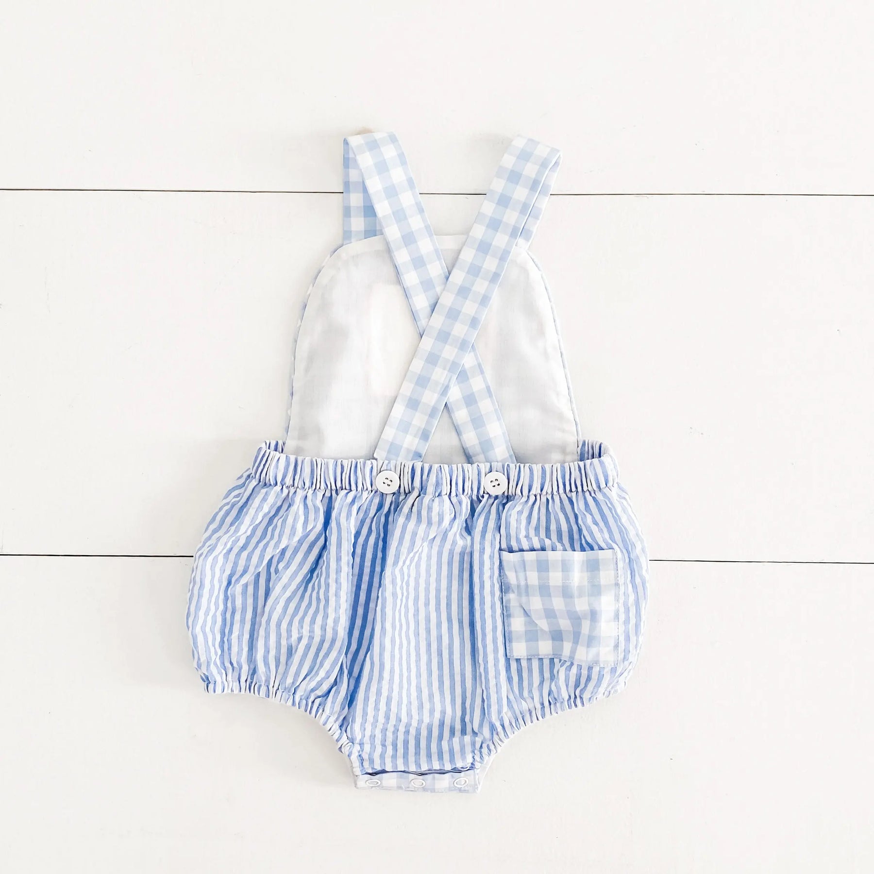 Baby Boy First Birthday Outfit – Smocked Blue Birthday Bubble Seven Lantern Lane