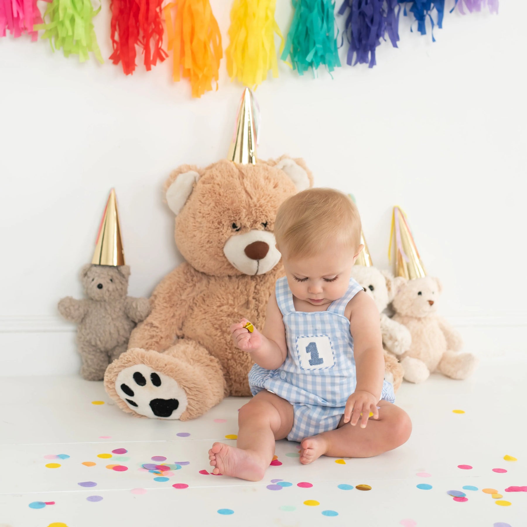 Baby Boy First Birthday Outfit – Smocked Blue Birthday Bubble Seven Lantern Lane