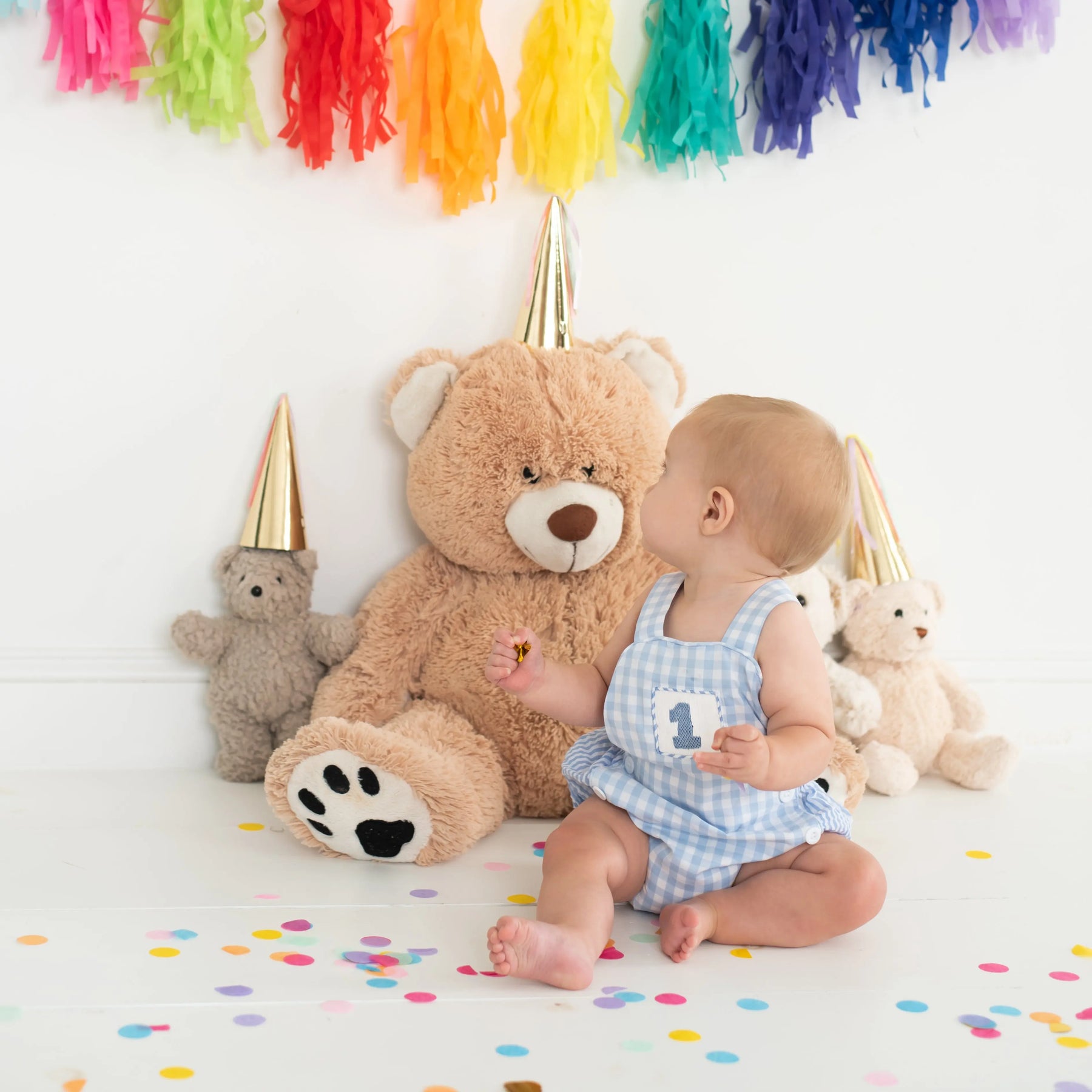 Baby Boy First Birthday Outfit – Smocked Blue Birthday Bubble Seven Lantern Lane